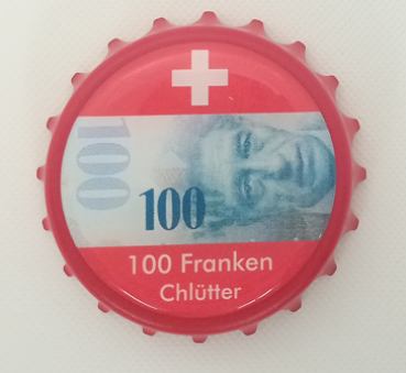 Magnet mit Flaschenöffner 8cm - 100 Franken Chlütter